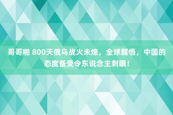 哥哥啪 800天俄乌战火未熄，全球醒悟，中国的态度备受令东说念主刺眼！