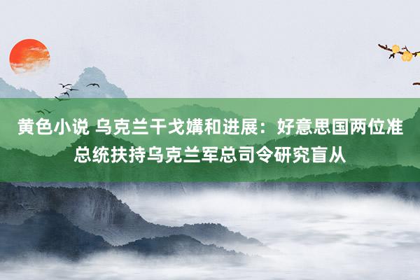 黄色小说 乌克兰干戈媾和进展：好意思国两位准总统扶持乌克兰军总司令研究盲从