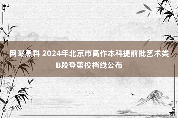 网曝黑料 2024年北京市高作本科提前批艺术类B段登第投档线公布