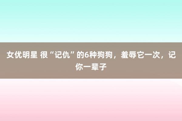 女优明星 很“记仇”的6种狗狗，羞辱它一次，记你一辈子