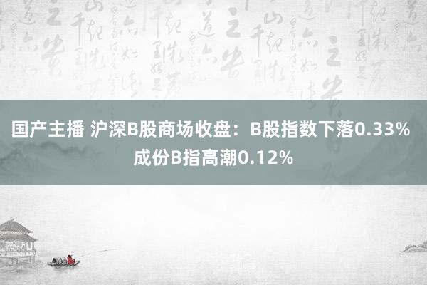 国产主播 沪深B股商场收盘：B股指数下落0.33% 成份B指高潮0.12%