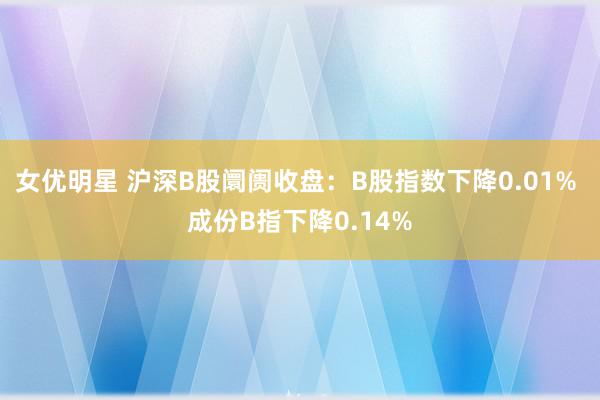 女优明星 沪深B股阛阓收盘：B股指数下降0.01% 成份B指下降0.14%