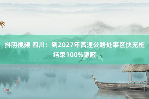 抖阴视频 四川：到2027年高速公路处事区快充桩结束100%隐蔽