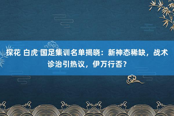 探花 白虎 国足集训名单揭晓：新神态稀缺，战术诊治引热议，伊万行否？