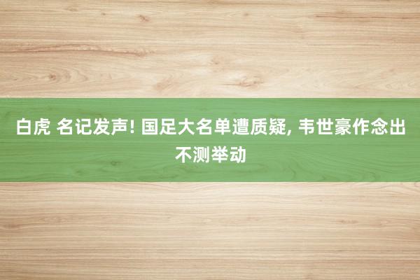 白虎 名记发声! 国足大名单遭质疑, 韦世豪作念出不测举动